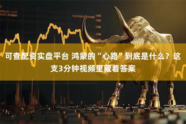 可查配资实盘平台 鸿蒙的“心路”到底是什么？这支3分钟视频里藏着答案