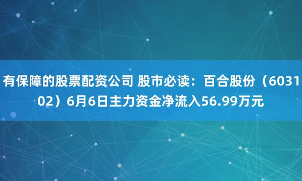 有保障的股票配资公司 股市必读：百合股份（603102）6月6日主力资金净流入56.99万元